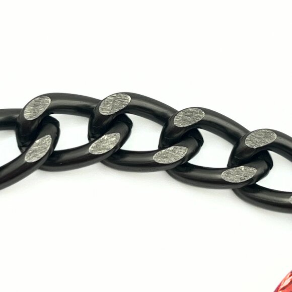 Handcrafted Large Exotic Red w/ Blue Swarovski Crystal Chunky Chain Bracelet - Picture 15 of 16